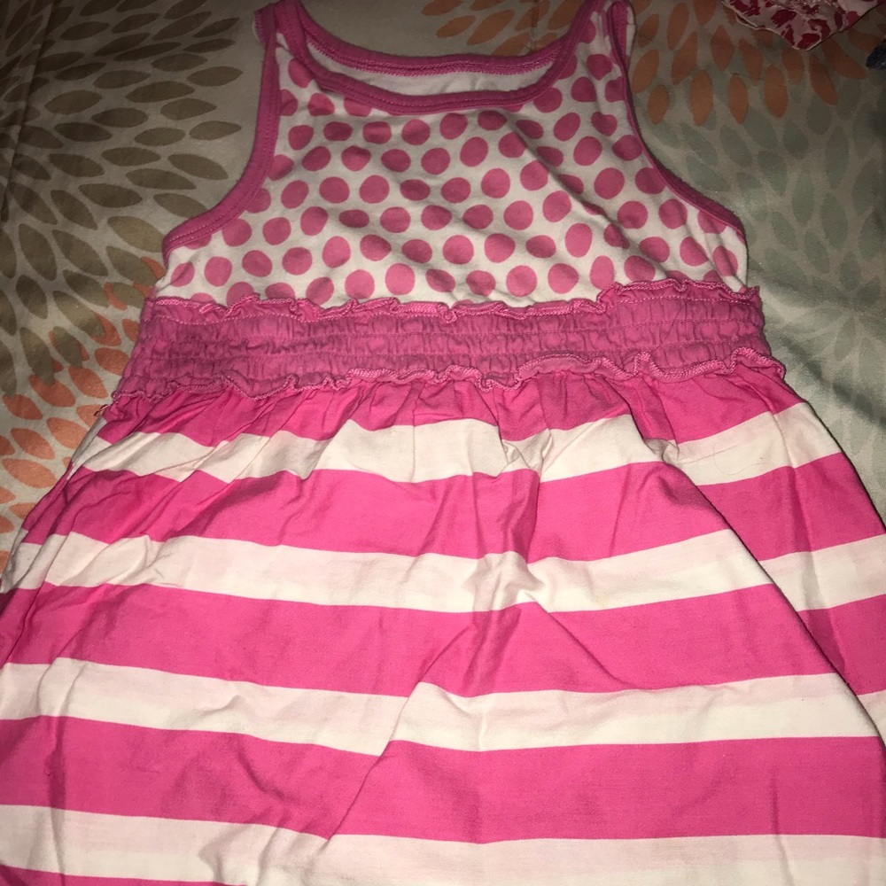 Summer dress pink and white strip/polka dots